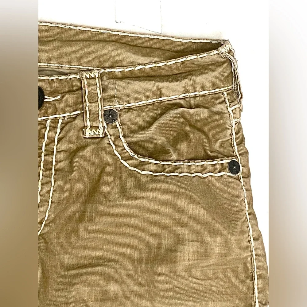 True Religion Men’s Tan Ricky Corduroy Super T-Stitch Relaxed Straight Leg Pant